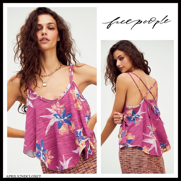 FREE PEOPLE BOHO TANK TOP FLOWY FLORAL FESTIVAL PRINT SLEEVELESS KNIT TEE A2C - Picture 16 of 16